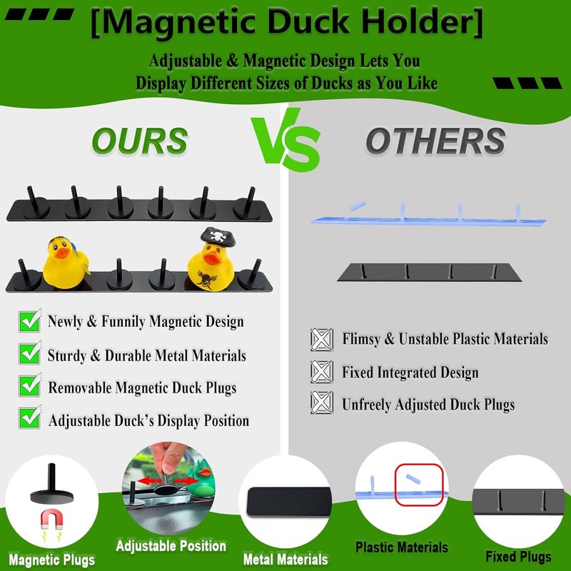 EJDRFN Duck Holder for Jeep Wrangler,Metal Rubber Ducks Holder for Jeep Dash,Magnetic Duck Plugs for Dash Decorations,Adjustable Duck Mount for Jeep Dashboard,2 Pack(Black) - Image 3